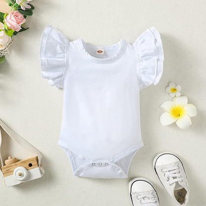 Baby Girl Solid Color Romper Infant Ruffle Sleeve Bodysuit One Piece Outfit Toddler Jumpsuit clothes