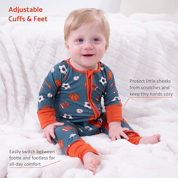 LollyBanks Baby Pajamas, 2-Way Zipper Infant Romper, 95% Viscose Made from Bamboo and 5% Spandex, Baby Sleepers