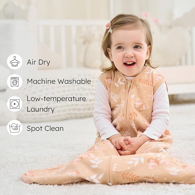 Baby Sleep Sack 12-18 months, 100% Cotton Sleeping Sack for Newborn and Infant, 3 Pack Baby Wearable Blanket for Boy and Girl, 0.5 Tog Lightweight Double Zipper Sleep Bag Pink Orange Flower