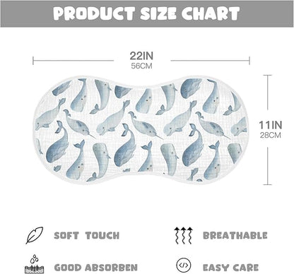 vvfelixl Muslin Burp Cloths Whale Dolphin Baby Washcloths for Baby Girl Boys 2 Pack