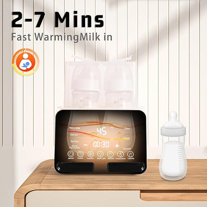 Double Bottle Warmer and Steri-lizer, 8-in-1 Fast Baby Milk Warmer with Timer for Breastmilk or Formula, Multifunctional Bottle Warmer with Food Heater Defro