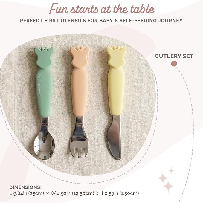 Sophie la girafe Cutlery Set | Easy to Grip | Includes Fork, Knife with Round Tip & Spoon | Ideal for Baby's First Meals