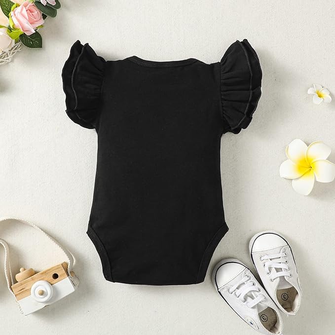 Baby Girl Solid Color Romper Infant Ruffle Sleeve Bodysuit One Piece Outfit Toddler Jumpsuit clothes