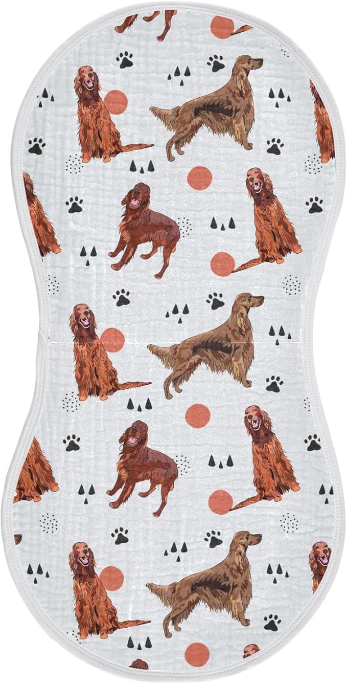 vvfelixl Irish Setter Dog Pattern Burp Cloths for Baby Boy Girls Baby Washcloths Burp Rags 1 Pack
