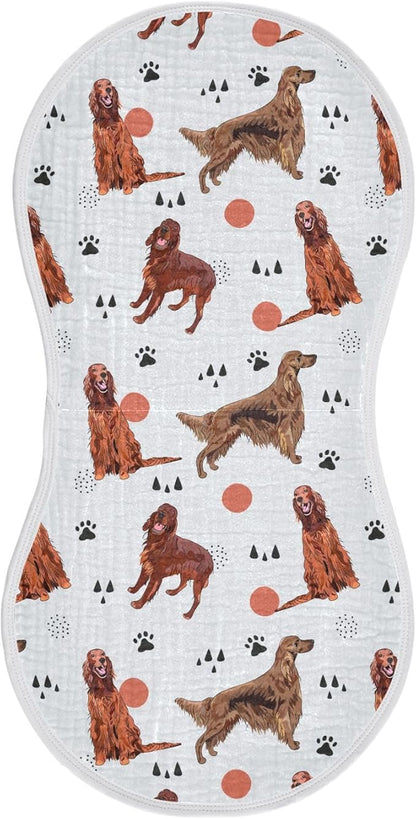 vvfelixl Irish Setter Dog Pattern Burp Cloths for Baby Boy Girls Baby Washcloths Burp Rags 1 Pack