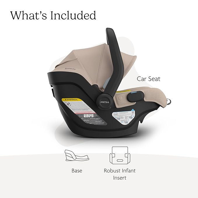 UPPAbaby Mesa V3 Infant Car Seat - Easy Installation + SmartSecure Technology - Attaches to Stroller | Base + Infant Insert Included - Declan (Oat Mélange)