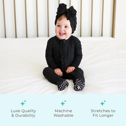 Posh Peanut Footie Pajamas for Baby Girls – Sleepers in Viscose from Bamboo with 2-Way Zipper & Ruffle Trim