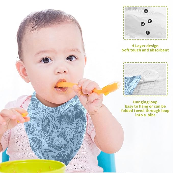 vvfelixl Whale Dolphin Octopus Shark Baby Burp Cloths Baby Muslin Washcloths for Boys Girls Cotton Baby Face Towel for Newborn Infants Soft and Absorbent 11.8 X 11.8 in, 5 Pack