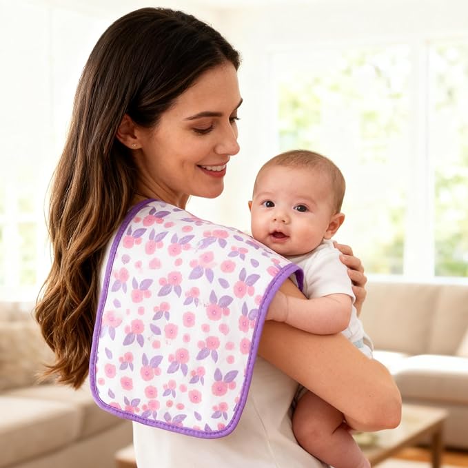 Hakochia Burp Cloths for Baby Boy & Girl Organic Cotton Large Unisex Burp Clothes Extra Absorbent Soft Neutral Burping Rags Spit Up Cloth Sets for Newborns 8 Pack (Multicolor-2)