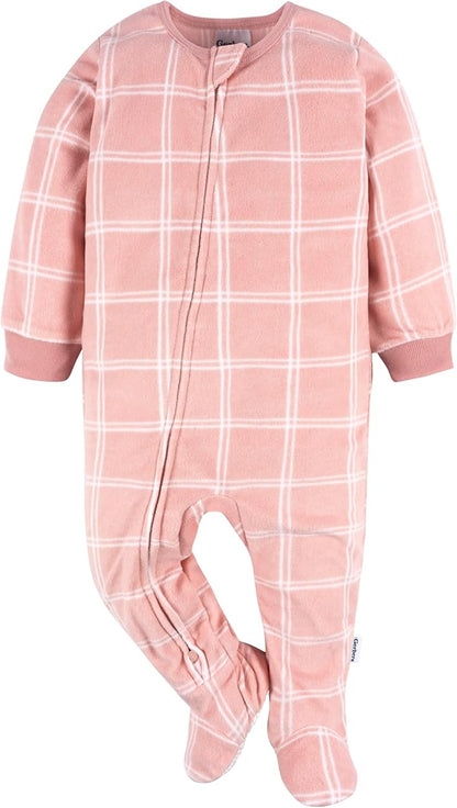 Gerber baby-girls Fleece Footed Pajamas 3-pack