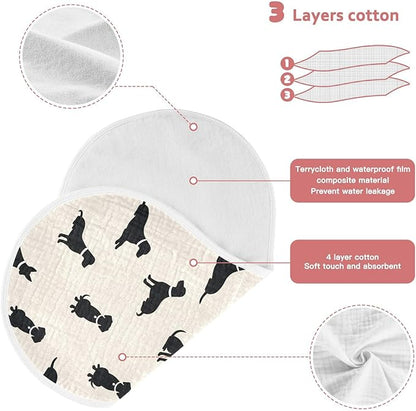 2 Pack Muslin Burp Cloths Dogs Beige Cotton Baby Burp Cloths Absorbent Soft Burping Cloth Washcloths for Newborn Must Haves 22x11 Inch