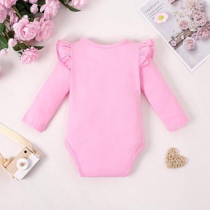 Magic Park 0-24M Infant Girl Romper Baby Girls Solid Color Bodysuit Toddler Ruffle Jumpsuit Shirts Casual Tops Baptism Shirt