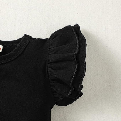 Baby Girl Solid Color Romper Infant Ruffle Sleeve Bodysuit One Piece Outfit Toddler Jumpsuit clothes