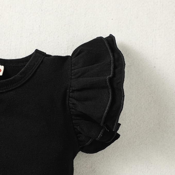 Baby Girl Solid Color Romper Infant Ruffle Sleeve Bodysuit One Piece Outfit Toddler Jumpsuit clothes