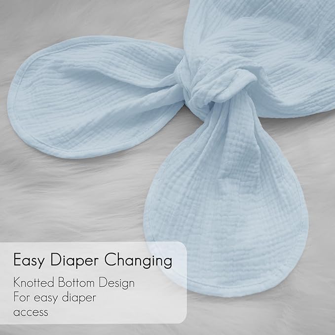 Muslin Organic Cotton Knotted Baby Gown - Soft and Stylish Sleepwear for baby outfits Newborns 0-3 months 2PACK