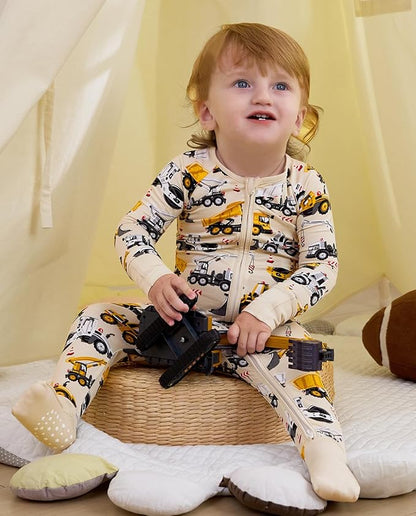 Bamboo Viscose Baby Convertible Footie Pajama, Zipper Pajamas for Baby Boys & Girls, Sleep & Play Footed Pjs