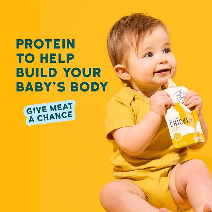 Serenity Kids 6+ Months Baby Food Chicken Pouch Puree - Protein-Rich Toddler Food Pack - No Added Sugar Baby Meals - Organic Chicken & Veggie Puree Pouch - 3.5 Oz, 12 Pack