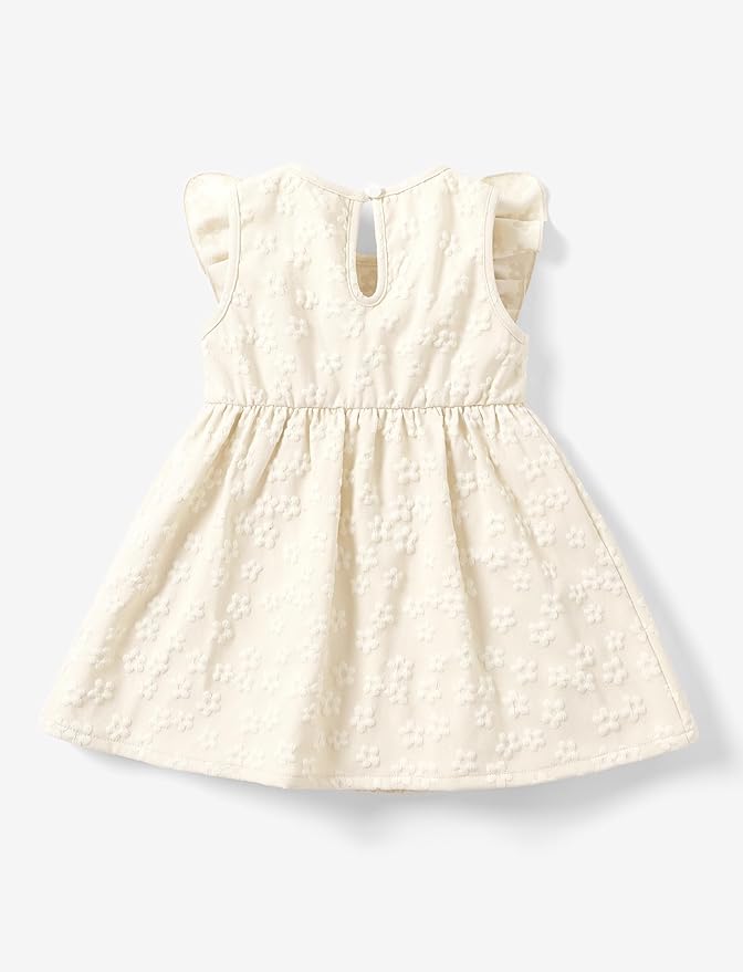 PATPAT Toddler Baby Girls Summer Dresses Spring Clothes Flower Sundress Ruffle Sleeve Bowknot 3-24 Months