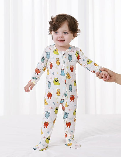 Baby Footie Romper Pajamas Unisex Newborn Infant Pjs Soft Rompers Viscose from Bamboo Sleepwear