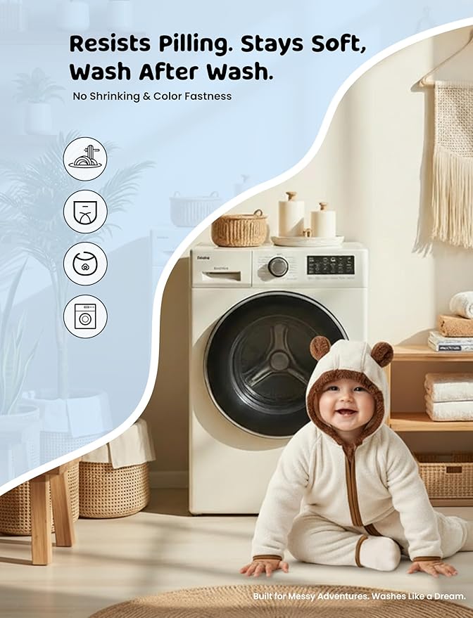 PATPAT Fleece Hooded Footed Clothes, Soft Warm Footie Covers, Car Seat Friendly, Easy Zip,Cute Romper Newborn Infant Jumpsuit