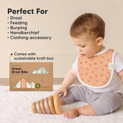 8-Pack Organic Baby Bibs for Boys, Girls - Soft Cotton Drooling and Teething Bibs for Baby Girl & Boy, Extra Absorbent, Easy To Clean & Put On for Toddler, Newborn, Infant 0-24 Months (Wilderness)
