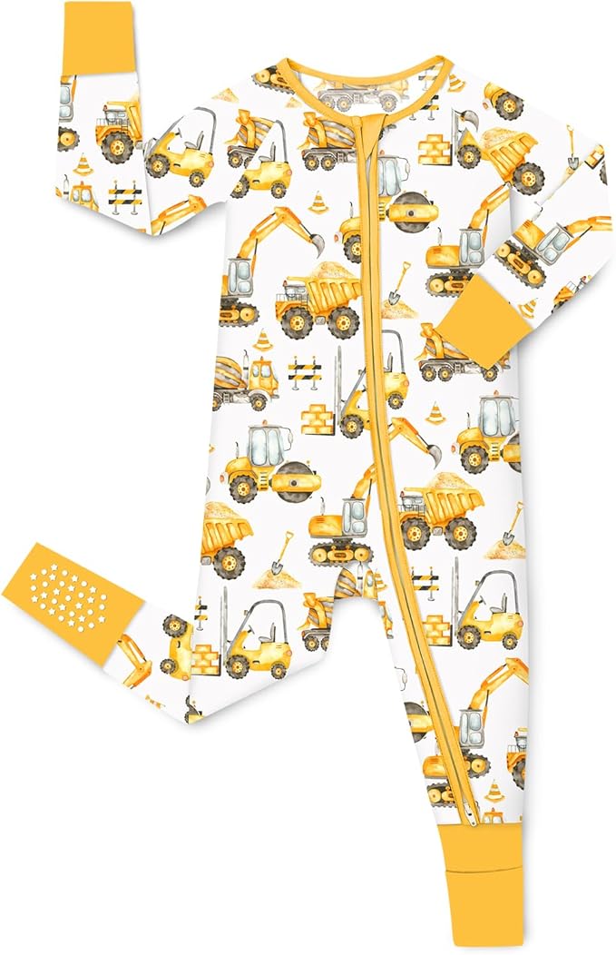 Bamboo Viscose Baby Convertible Footie Pajama, Zipper Pajamas for Baby Boys & Girls, Sleep & Play Footed Pjs