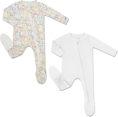 HAPIU Rayon from Bamboo Baby Footed Pajamas, 2 Way Zipper YKK, Footie for Baby Boy Girls, Newborn-24 Months