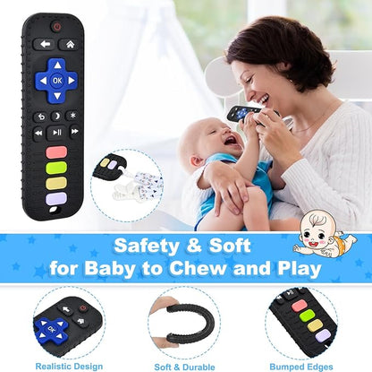 Baby Silicone Teething Toys, Simulation TV Remote Control Shape Teether Toys for Toddlers 3-18 Months, Boys Girls Baby Teething Toys, Babies Chew Toys, Freezer BPA Free