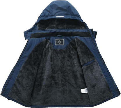 Kid's Ski Jacket Waterproof Winter Coat Boy's and Girl's Fleece Snowboarding Jackets with Detachable Hood