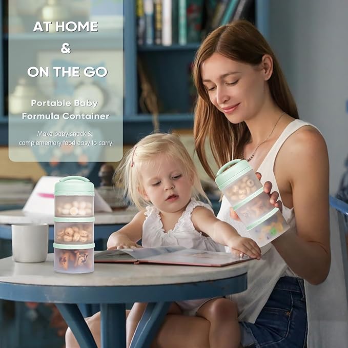 Termichy Stackable Formula Dispenser Portable Milk Powder Container, 2 Pack, Light Green