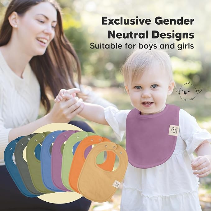 8-Pack Organic Baby Bibs for Boys, Girls - Soft Cotton Drooling and Teething Bibs for Baby Girl & Boy, Extra Absorbent, Easy To Clean & Put On for Toddler, Newborn, Infant 0-24 Months (Cruise)