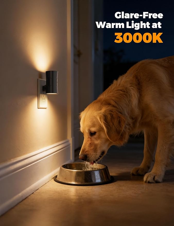 Night Light, 2-Pack Dimmable Plug-in Night Light with 90°Rotatable Plug, 0-100LM Adjustable Brightness, 3000K Warm White, 1W Ultra Low Energy for Bedroom, Hallway, Bathroom, Kids Room