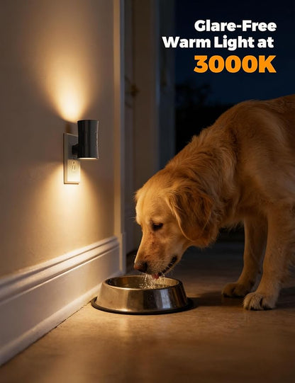 Night Light, 2-Pack Dimmable Plug-in Night Light with 90°Rotatable Plug, 0-100LM Adjustable Brightness, 3000K Warm White, 1W Ultra Low Energy for Bedroom, Hallway, Bathroom, Kids Room