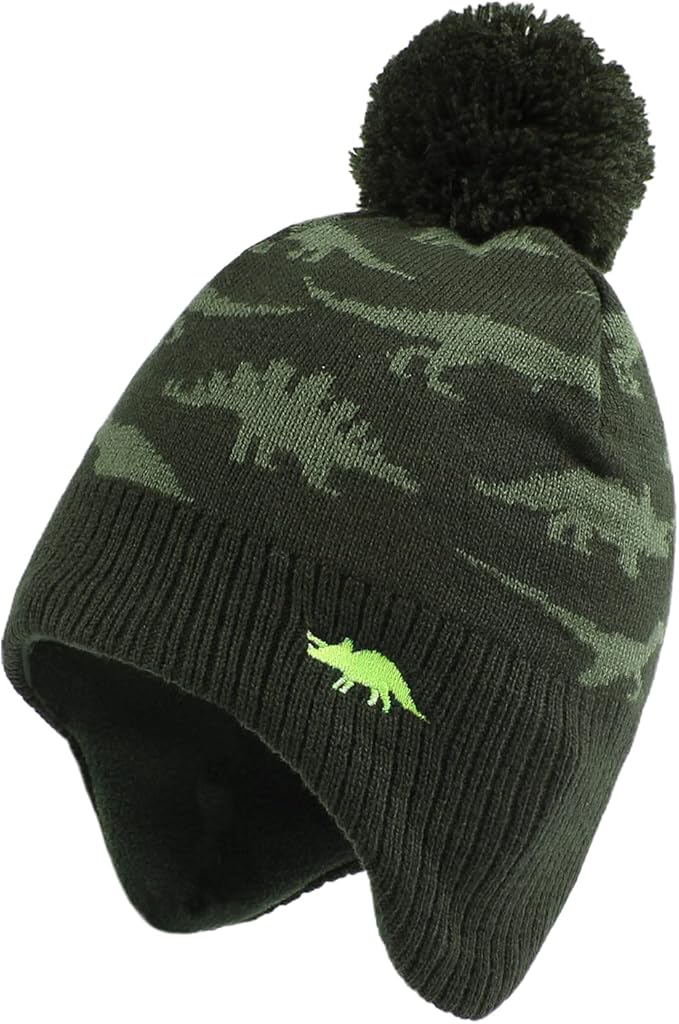 JANGANNSA Knitted Baby Hat Scarf Set Winter Warm Boys Girls Beanie Fleece Lining Toddler Kids Hats with Pompom