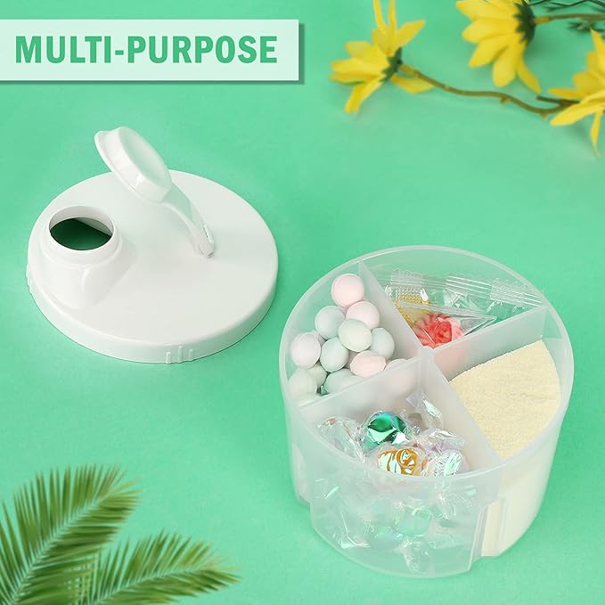 Accmor Baby Formula Dispenser On The Go, Non-Spill Rotating Four-Compartment Formula Container to Go, Milk Powder Kids Snack Container for Infant Toddler Travel Outdoor, White, 2 Pack