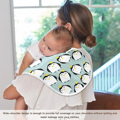 vvfelixl Muslin Burp Cloths Penguins Princes with Crowns Baby Washcloths for Baby Girl Boys 2 Pack