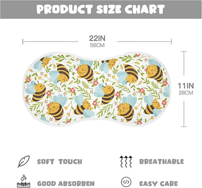 vvfelixl Muslin Burp Cloths Honey Bee Cute Bumble Bee Baby Washcloths for Baby Girl Boys 2 Pack