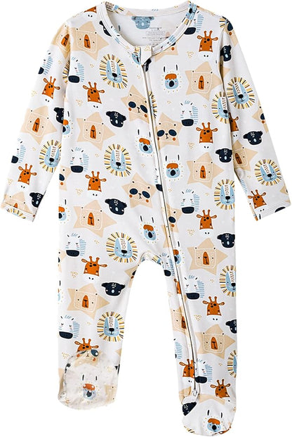 Baby Footie Romper Pajamas Unisex Newborn Infant Pjs Soft Rompers Viscose from Bamboo Sleepwear