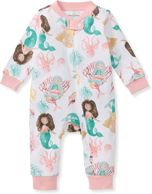 Burt's Bees Baby Boys Sleep and Play PJs, 100% Organic Cotton One-Piece Zip Front Romper Jumpsuit Pajamas