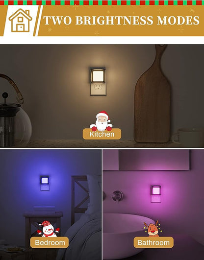 DORESshop Night Light for Kids [2 Pack], Color Changing Baby NightLight, Night Lights Plug Into Wall, Dusk to Dawn Sensor, Plug in Night Light for Kids Room, Nursery, Bedroom, Kitchen, Hallway
