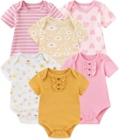 Fashion Baby Boy Girl Bodysuits 6-Pack Casual Cotton Soft Infants Outfit New born Clothes