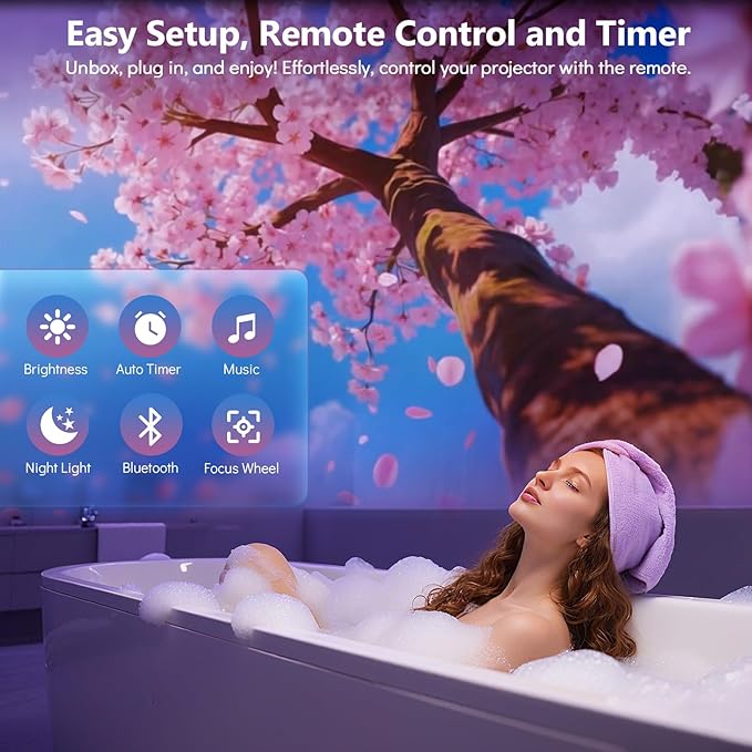 Rossetta 3D Projector, 60 Themes HD 3D Galaxy Projector with Bluetooth Speaker & Remote, 1H/2H Timer, Night Light for Bedroom, Home Decor, Party, Valentines Day, Gifts for Adults, Girls, Boys