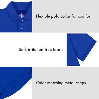 Creative Knitwear College Baby Polo Bodysuit Solid - Team Logo, Multiple Colors, for Boys & Girls (0-12 Months)