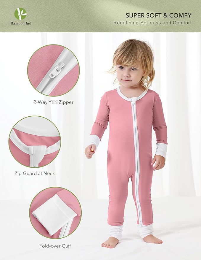 Baby Zippered Rompers Newborn Pajamas Sleepers Long Sleeve Jumpsuits Infant Zipper Romper-Viscose from Bamboo