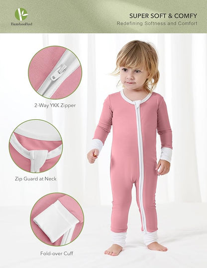 Baby Zippered Rompers Newborn Pajamas Sleepers Long Sleeve Jumpsuits Infant Zipper Romper-Viscose from Bamboo