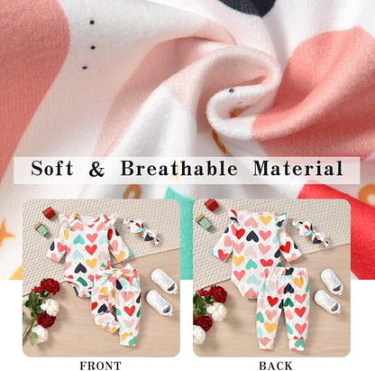 Aalizzwell Preemie Newborn Infant Baby Girls Clothes Ribbed Romper Bodysuit Pants Set Fall Winter Outfits