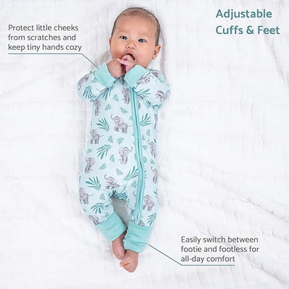 LollyBanks Baby Pajamas, 2-Way Zipper Infant Romper, 95% Viscose Made from Bamboo and 5% Spandex, Baby Sleepers