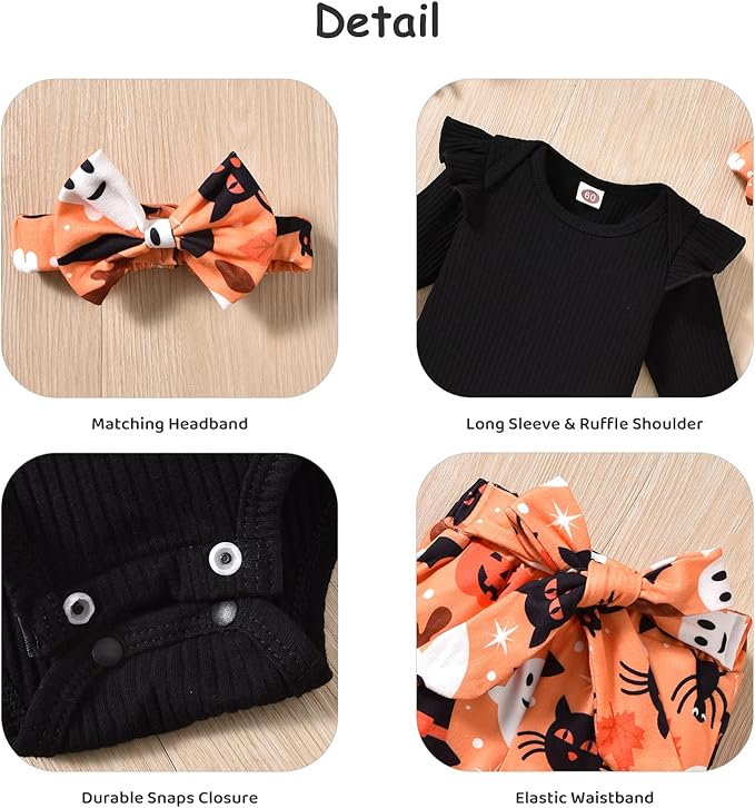 Aalizzwell Preemie Newborn Infant Baby Girls Clothes Ribbed Romper Bodysuit Pants Set Fall Winter Outfits