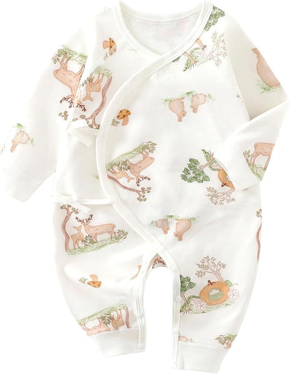 Baby Girl Boy Romper Side Snap Kimono Japanese Cotton Newborn Outfit Newborn-6M