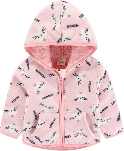 Feidoog Toddler Fleece Jacket Baby Boys Girls Hooded Zipper Long Sleeve Thick Warm Outerwear